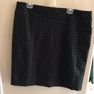 Black pencil skirt with white polka dots